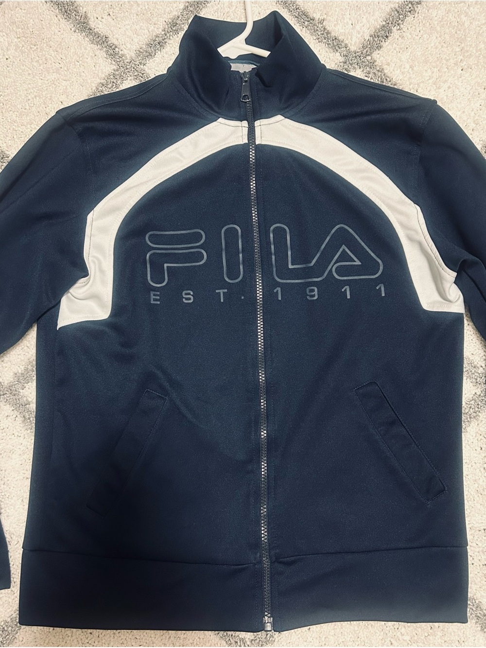 Fila Navy Blue and White Full-Zip Jacket